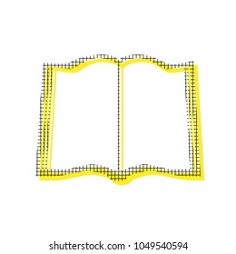 Book sign. Vector. Yellow icon with square pattern duplicate at white background. Isolated.