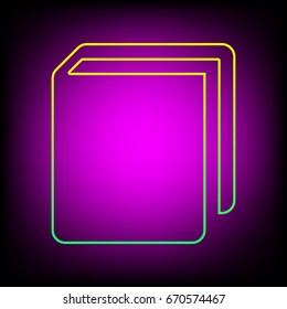 Book sign. Vector. Yellow-green gradient linear icon on magenta light as background