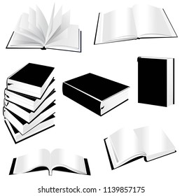 
book silhouette icon set