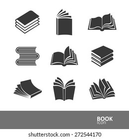 Book Silhouette Icon Set,vector Illustration