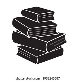 The book is a silhouette, isolated on a white background. A hand-drawn sketch painting in the artistic style of an antique engraving. Vector, illustration