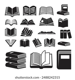 book silhouette vector bundle set