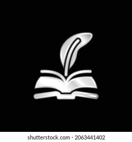 Icono metálico plateado del libro
