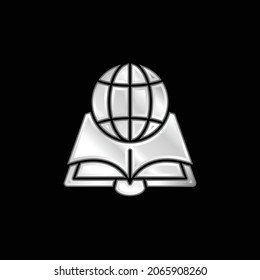 Icono metálico plateado del libro