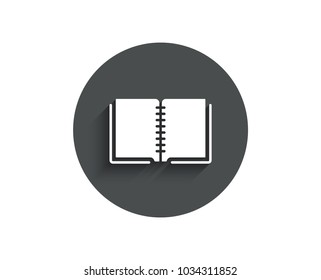 Book simple icon. Education symbol. Instruction or E-learning sign. Circle flat button with shadow. Vector