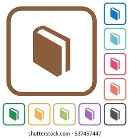 Book simple icons in color rounded square frames on white background