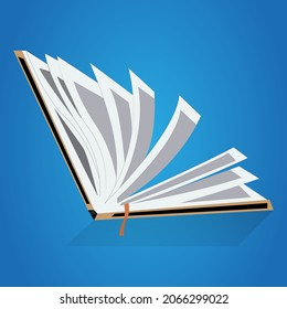 Book simple illustration vector clipart. Abstract background in blue color. 