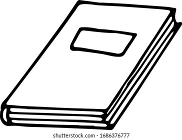 book single element hand drawn in doodle scandinavian minimalism monochrome style. icon, sticker, textbook, school, learning, reading, hobby leisure
