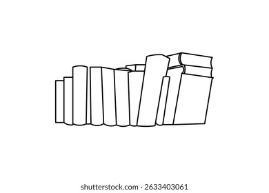 Book single line drawing of an open book on a white background