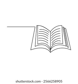 Book single-line art beautifully symbolizes the infinite journey of learning, using just one unbroken line to convey both simplicity and depth.