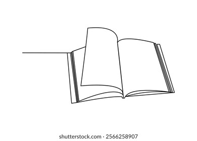 Book single-line art beautifully symbolizes the infinite journey of learning, using just one unbroken line to convey both simplicity and depth.