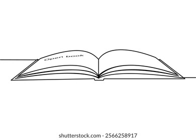 Book single-line art beautifully symbolizes the infinite journey of learning, using just one unbroken line to convey both simplicity and depth.