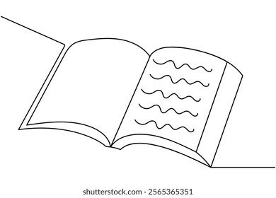 Book single-line art creatively depicts the essence of knowledge and imagination with a simple, continuous line that flows effortlessly.