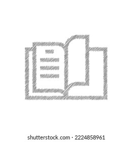 Book in sketch style icon. Library symbol. Flat design