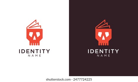 Book skull logo template. Skull crossbone icon vector logo design graphic symbol illustration