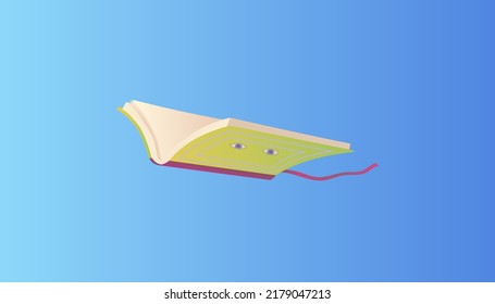 A book in the sky. Surreal vector illustration. concept idea art of education, imagination and dream. Conceptual artwork.