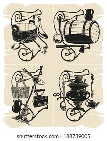 Book Slavic household frames, vector