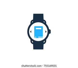 Book Smart Watch Icon Logo Design Element