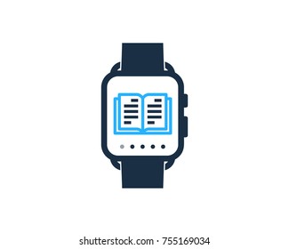 Book Smart Watch Icon Logo Design Element