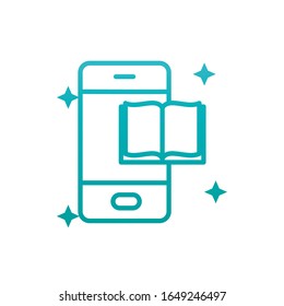 diseño de iconos de estilo de degradado de libros y smartphones, literatura educativa leer biblioteca escuela de información universitaria aprendizaje y tema de texto Ilustración vectorial