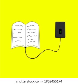 El libro y el smartphone tienen la misma ilustración de fondo científico 