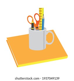 Libro y smartphone, ilustración vectorial, fondo blanco