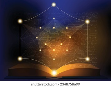 Book of solution knowledge based technology ideas and information math equation,vector image