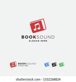 book sound logo template. note, music, science, icon - vector