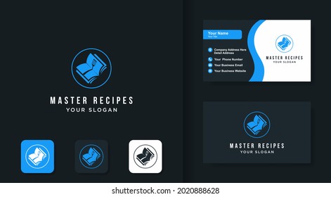 book and spatula logo design and business card