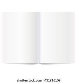 Book spread with blank white pages