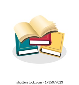 Book stack, education concept, gradient graphics isolated on white background.