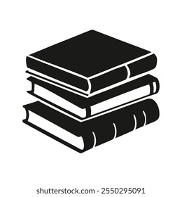 Ícone de pilha de livros. Ilustração em preto e branco