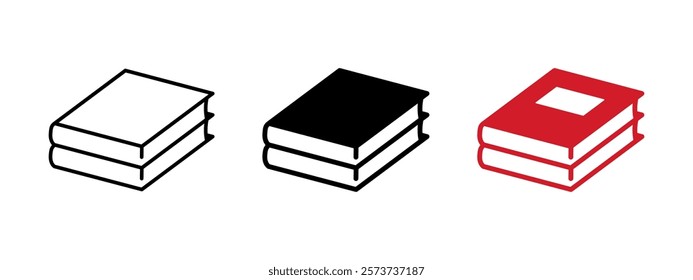 Book stack icon. Education and study symbol. Library document sign. Paper notebook pictogram. Bookshop logo. Dictionary vector illustration. Reading and learning concept. Literature and history lesson