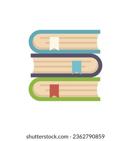 Book stack icon flat vector. Degree diploma. Online study isolated