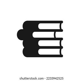 Book stack icon or logo. Black vector design element.