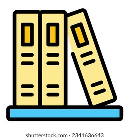 Book stack icon outline vector. Homework help. Parent study color flat