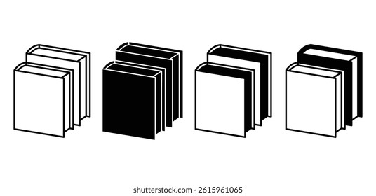 Book Stack Layout Icons Black and White Color Vector Design