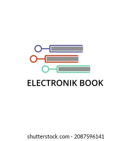 Buchen Sie das Logo-Design in Verbindung mit elektronischen Symbolen. geeignet für Geschäfts- oder Firmenidentitäten wie Bibliotheken, Druckereien, Buchhandlungen oder elektronische Bücher