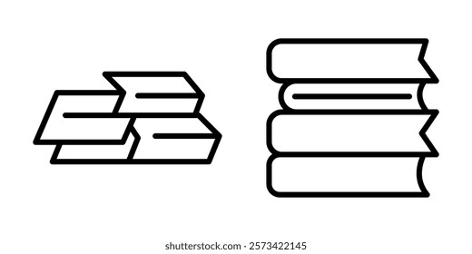 book stack outline or line icon design bundle.