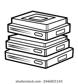 Book stack outline symbol, perfect for educational designs.