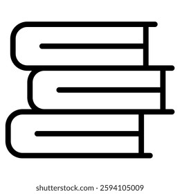 Book stack outlined icon on isolated white background. Education flat icons.