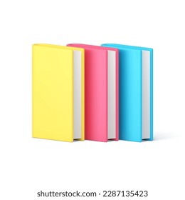 Book stack paper literature educational reading study information heap 3d icon realistic vector illustration. Textbook knowledge library bookstore bookshelf learning university college school wisdom