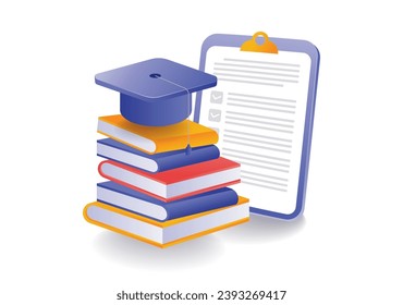 Book stack plan checklist illustration concept