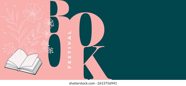 Book stack poster. Literature reading festival. Bookstore event invitation. Textbooks with flowers. Library art. School education. Bookshop market flyer design. Vector library garish brochures set