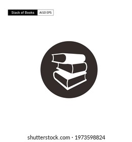 Book Stack Silhouette Icon. As A Marker Of Representation Of Reading Rooms Or Libraries And Instructions Related To The World Of Literacy.