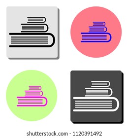 Book stack. simple flat vector icon illustration on four different color backgrounds