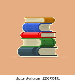 Book stack sticker vector illustration