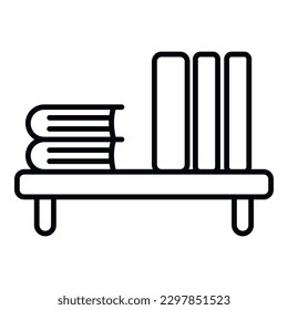 Book stack table icon outline vector. Workspace sit. Work correct