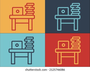 Book Stack Table Logo Template, Simple Flat Icon of school,study,education