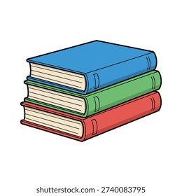 Book stack vector on white, Simple Textbook Stack Illustration for School and Learning